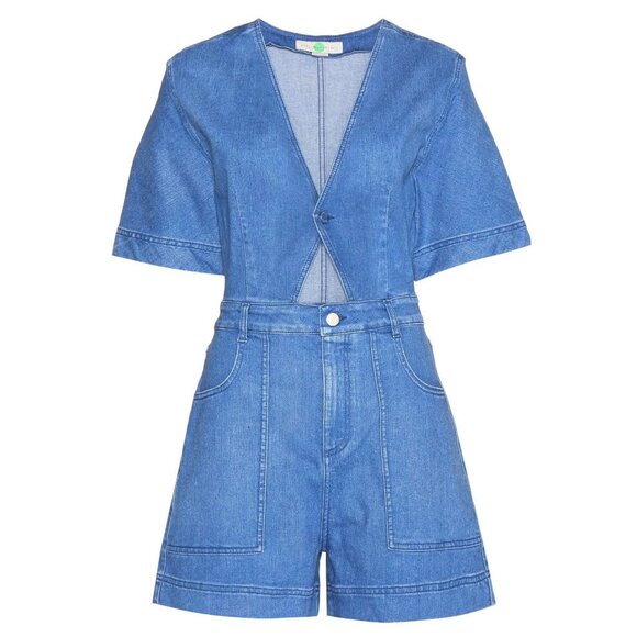 Stella McCartney Resort 2015 Blue Denim Cut-Out Playsuit - Picture 1 of 9